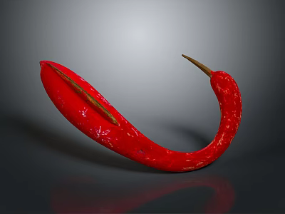 Fresh Red Curved Chili Pepper With Shiny Surface And Natural Shape 3d model