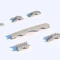 Various Landscape Bridge Models With Arched Designs And Decorative Railings 3d model