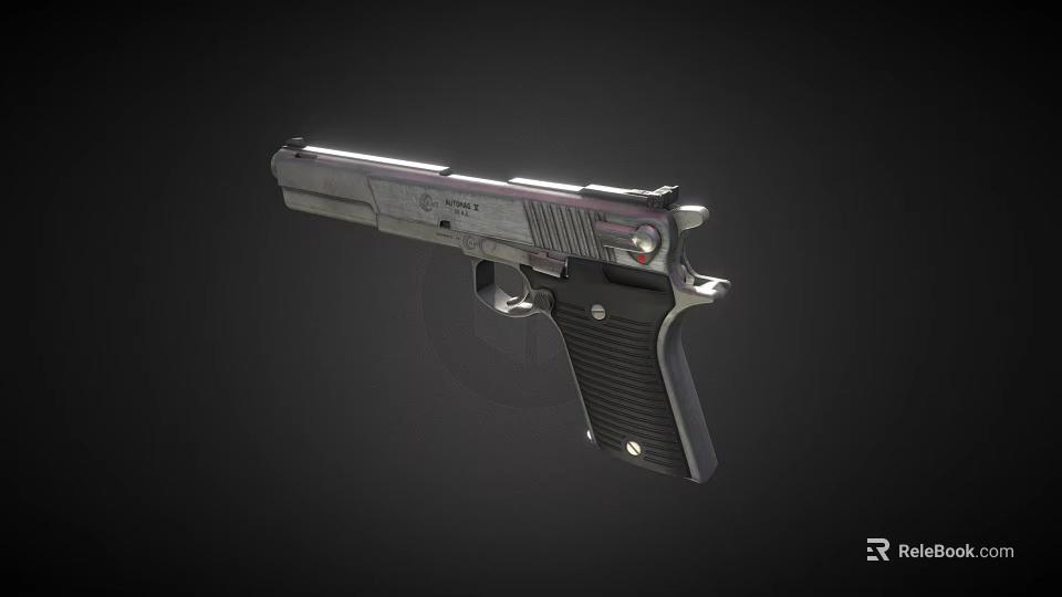 Modern Semi Automatic Pistol With Metallic Finish And Black Grip Design 3d model 