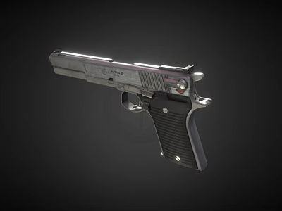 Modern Semi Automatic Pistol With Metallic Finish And Black Grip Design 3d model