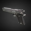 Modern Semi Automatic Pistol With Metallic Finish And Black Grip Design