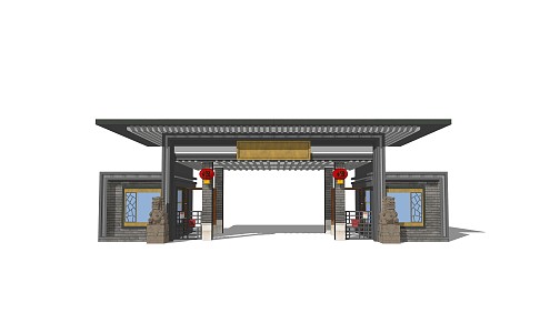 New Chinese-style Gate Entrance 3d model