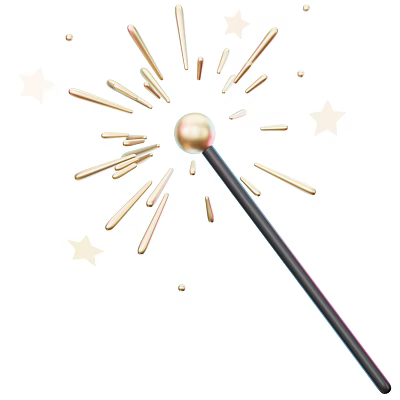 Decorative Ornament Set Featuring Magic Wand With Pearl Sphere Golden Lines And Star Patterns 3d model