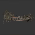 Abstract Industrial Scene Components With Metal Frames And Stone Blocks