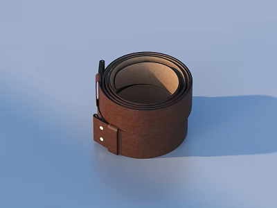 Stylish Brown Leather Belt Rolled with Metal Buckle for Everyday Use 3d model