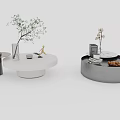 Modern Coffee Table Designs With Marble Tops Decorative Plants And Ornaments 3d model