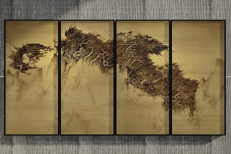 New Chinese Style Decorative Hanging Painting 3d model