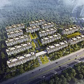 Aerial Planning of Residential Community with Multi Story Buildings Green Landscape and Roads