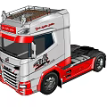 Sleek Volvo VNL Truck With Red Silver Exterior Moving On Road At Night