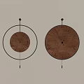 Two Wooden Wall Clocks With Metal Ring And Pendulum For Living Room Decor