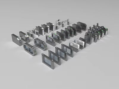 Assorted Industrial Mechanical Components With Black Silver And Green Elements 3d model