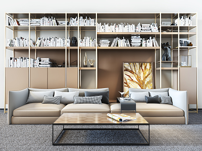 Modern three-seat sofa bookcase model