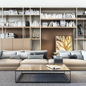 Modern three-seat sofa bookcase 3d model