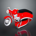 Red Vintage Motorcycle With Black Seat Silver Engine And White Rims