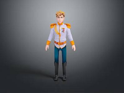Blonde Haired Game Movie Character With White Uniform Gold Epaulets Blue Pants And Black Boots 3d model