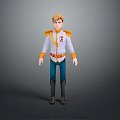Blonde Haired Game Movie Character With White Uniform Gold Epaulets Blue Pants And Black Boots
