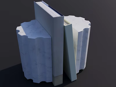 Modern Bogu Shelf With Marble Elements And Geometric Decorative Structure For Home 3d model