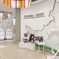 Inner Mongolia Cultural Exhibition With Map Wall Bronze Vessels Saddle And White Horse Sculpture