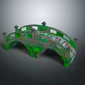 Green Stone Arch Bridge Model With Ornate Railings And Arched Structure