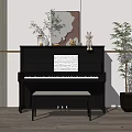 Black Piano And Art Supplies With Music Sheet In Modern Room