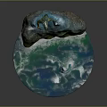 Character On Rocky Island With Lush Green Vegetation And Seahorse In Crystal Blue Water