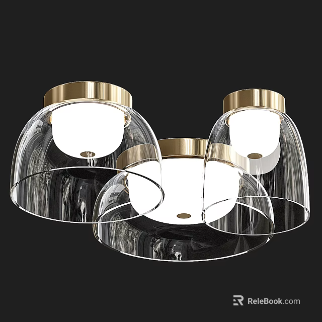 Modern Transparent Glass Chandeliers With Gold Metal Frames And Sleek Design 3d model 
