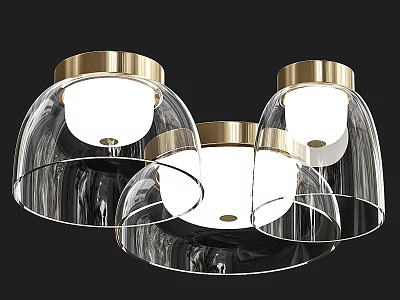 Modern Transparent Glass Chandeliers With Gold Metal Frames And Sleek Design 3d model