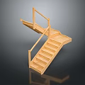 Wooden Staircase With Handrail Landing And Steps For Interior Design