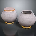 Two Gray Ceramic Jars With Pink Lid And Golden Base Decorative Household Items