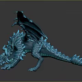 Blue Scaled Fantasy Dragon Character as Luminous Winged Creature with 3D Model Details