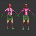 Men in Red White Striped Jerseys with Number 21 Black Shorts Blue Shoes Front Back