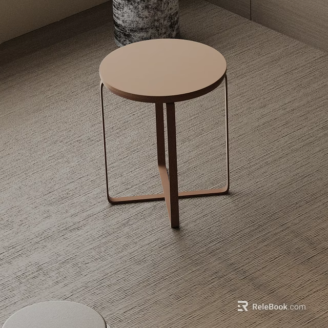 Minimalist Modern Side Table With Round Top And Sleek Metal Frame Design 3d model