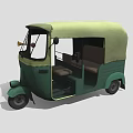 Green Three Wheeled Motorcycle Featuring Canopy Open Door And Interior Seats 3d model