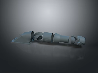 Detailed Gray Mechanical Component Featuring Tubular Spiral Design And Flat Base 3d model