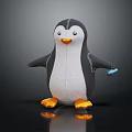 Cute Penguin Plush Doll With Black White Body Orange Feet And Blue Ball