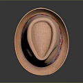 Light Brown Woven Straw Hat With Pink White Geometric Pattern Band