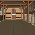Rustic Wine Specialty Store Interior With Wooden Barrels And Arch Door Design