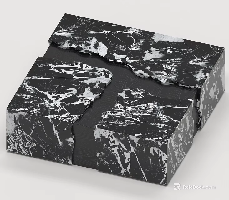 Modern Black Marble Coffee Table With Unique Pattern And Stylish Design 3d model