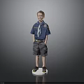 Boy Scout Standing on White Platform With Blue Shirt Neckerchief and Shorts