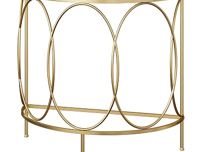 Modern Gold Metal Circular Frame Side Table With Geometric Structure Design 3d model