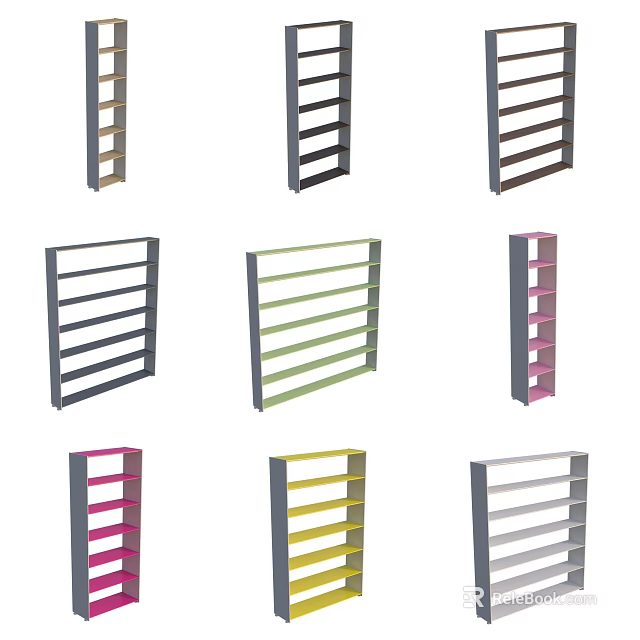 Colorful Multi Tier Display Shelves With Various Designs For Retail Showcase 3d model