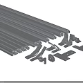Aluminum Extrusion Profiles With Various Industrial Hardware Fittings And Structural Brackets 3d model