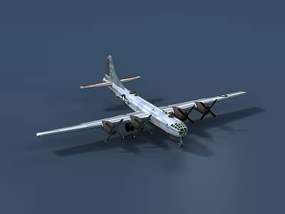 Vintage Passenger Plane With Four Propellers White Fuselage And Long Wings 3d model