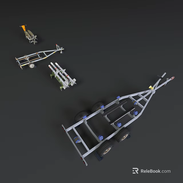 Different Types of Metal Trailer Frames With Wheels Brackets and Support Structures 3d model 