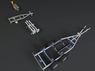 Different Types of Metal Trailer Frames With Wheels Brackets and Support Structures 3d model