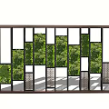 Modern Living Plant Wall With Geometric Grid Frame And Natural Shadow Effects