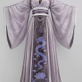 Elegant Chinese Traditional Robe in Purple and Gray with Blue Dragon Pattern and Wide Sleeves