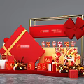 New Year Celebration Decorations With Red Gift Boxes Big Bow And Tiger Figurines 3d model