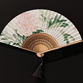 Traditional Folding Fan Hanging Decor with Colorful Patterns Artistic Designs and Tassel Details