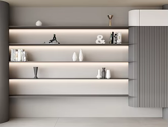 Background Decorative Rack Minimalist Bookshelf Book Ornaments 3d model